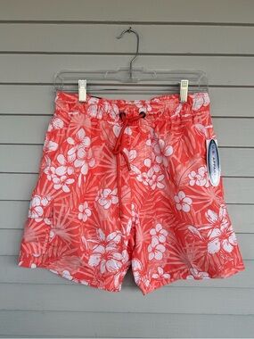 U.S. Apparel Men's Coral Floral Hybrid Swim Shorts